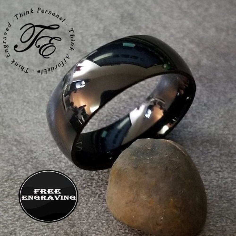 Personalized Engraved  Women's black Promise Ring - Black Promise Ring For Girls